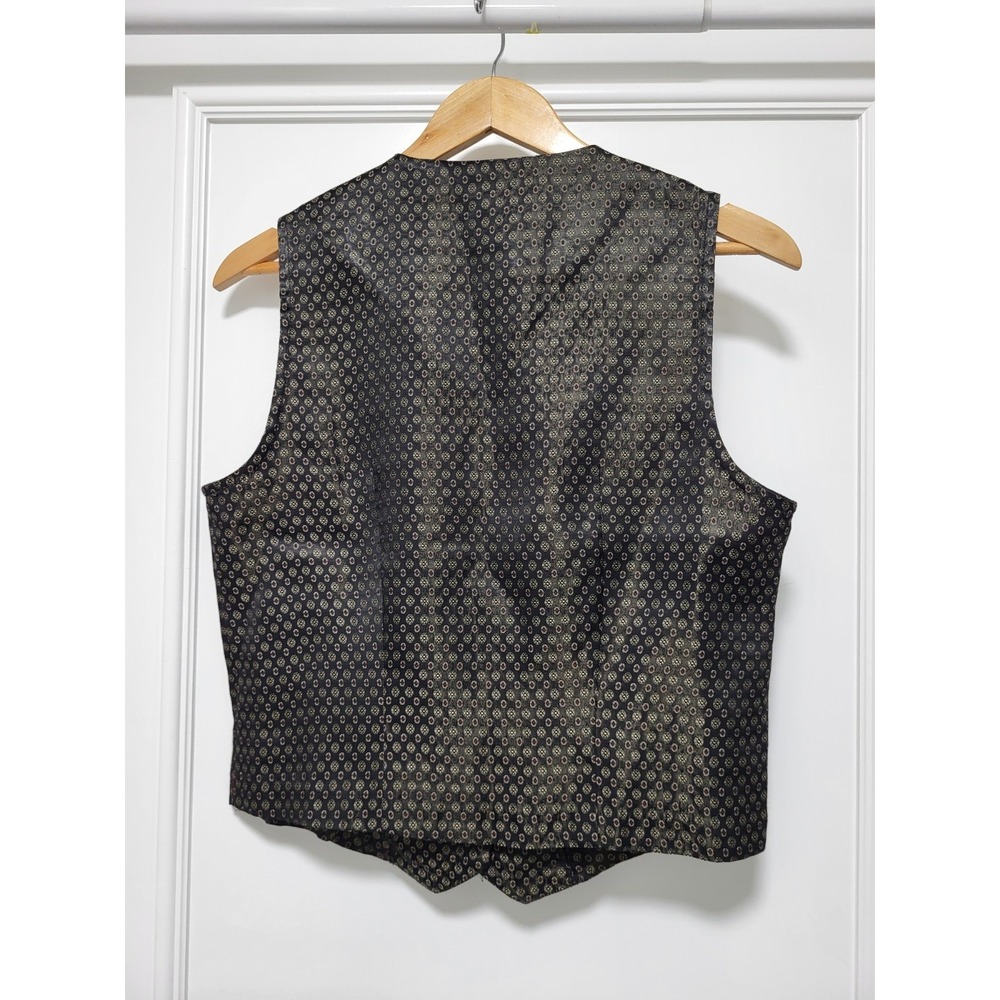 Vintage Black Gold Satin Button Up Suit Vest Masculine Sz S - Picture 4 of 6